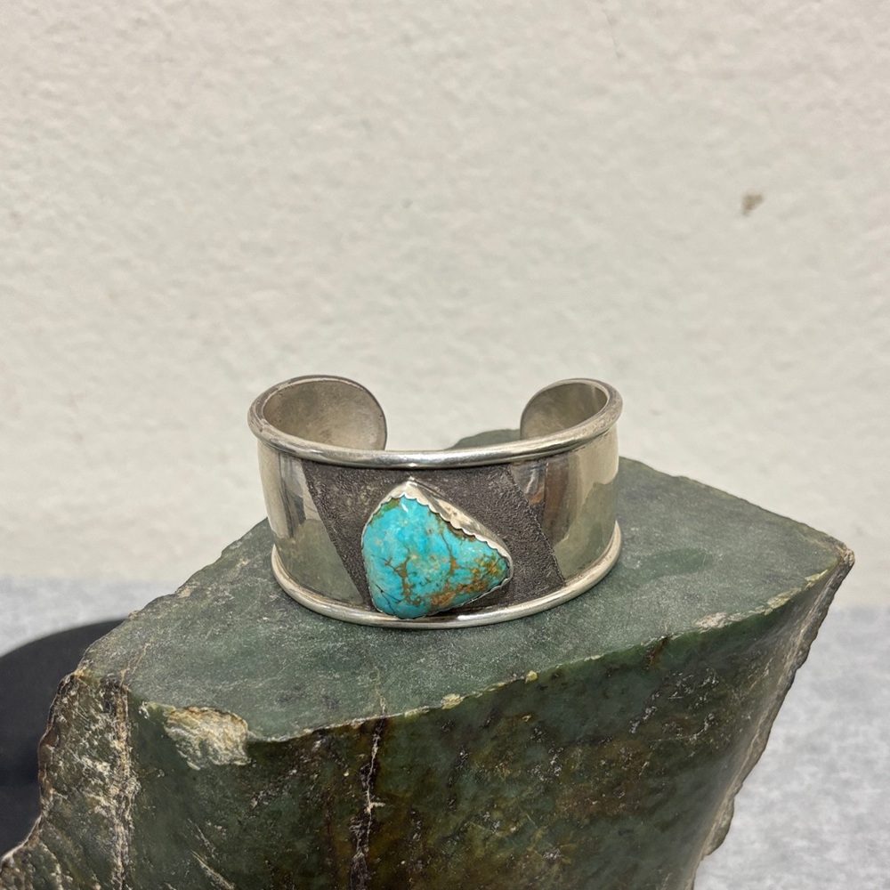 Turquoise Stone Silver Cuff Bracelet